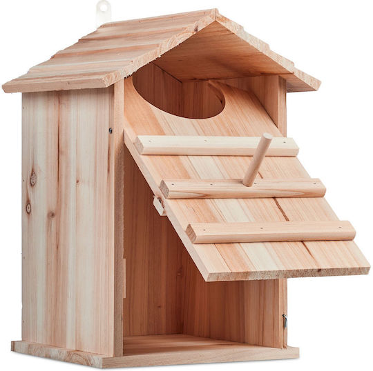 Decorative Wooden Birdhouse 38.5 X 25 X 28 Cm Light Brown