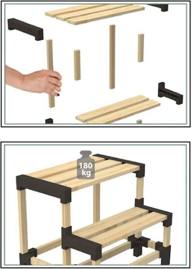 Scăunel scări Lemn cu 1 treaptă 38cm