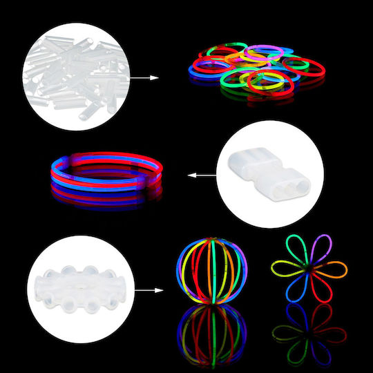 Set 100 Bețe Luminate Diverse Forme Conectori Multicolori