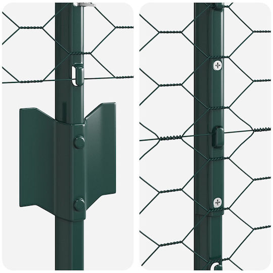 11 Pcs Fence Posts U-channel Green 120 cm Hexagonal Fence Green 1.2x100 m Green