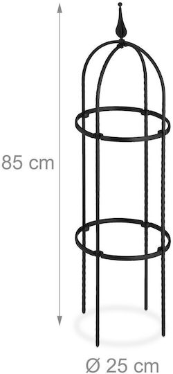 Set 2 Gartenblumenstützen Obelisk Maße 85 x 25 cm Schwarz Relaxdays