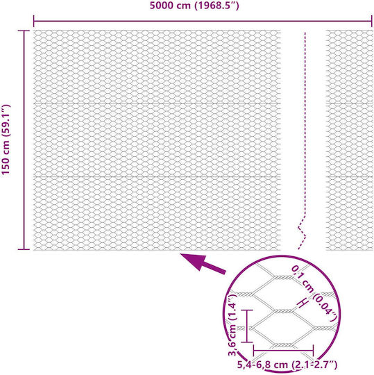 Vidaxl Steel Posts 22 Pcs U-channel Grey 150 cm Hexagonal Fence Vidaxl Grey 1.5x50 m Steel