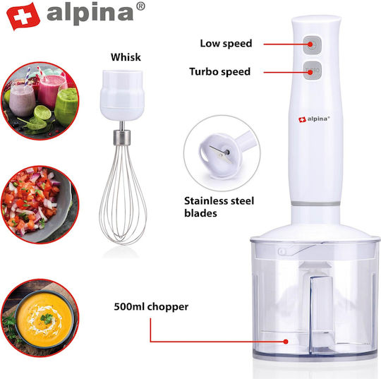 Alpina Appliances Ραβδομπλέντερ με Ανοξείδωτη Ράβδο 400W Λευκό