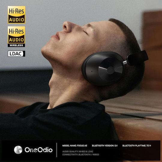 OneOdio Focus A5 Wireless / Wired Over Ear Headphones with 75 hours of Operation and Quick Charge Black