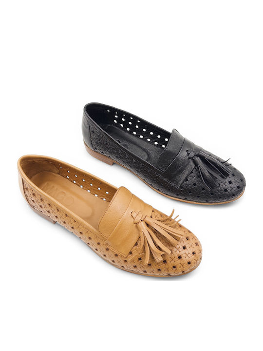 Leather Women's Moccasins in Tabac Brown Color