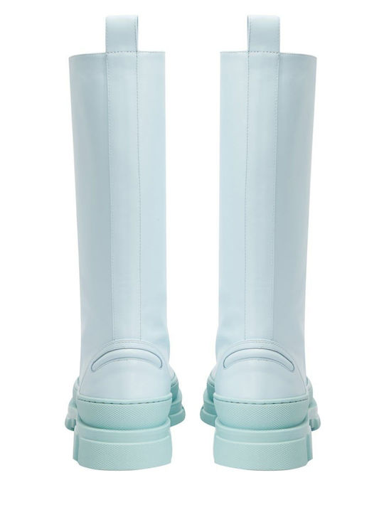 Leather Women's Boots Light Blue