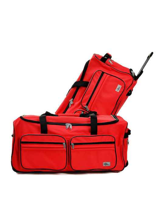 Geantă de voiaj roșie tip duffle cu troler 100 L