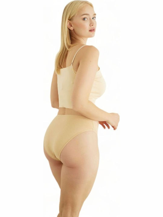 Aurelia Βαμβακερά Ψηλόμεσα Γυναικεία Slip MultiPack Beige