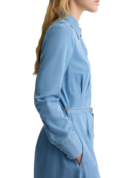 Midi Shirt Dress Light Blue