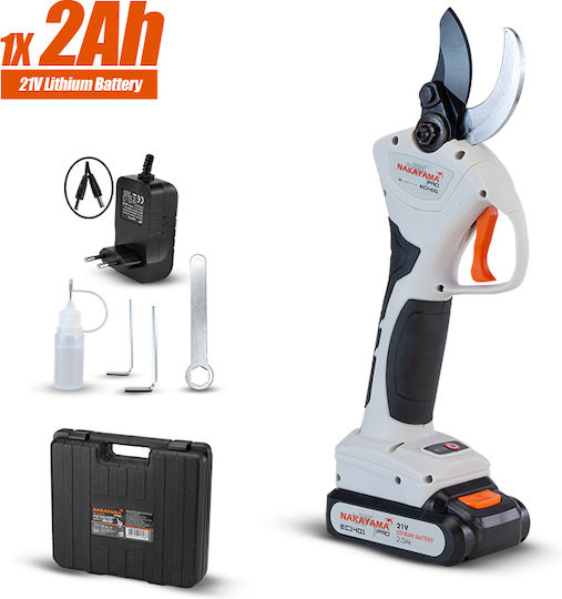 Nakayama EC1400 Pruning Shears Battery Brushless 21V 1x2Ah with Maximum Cutting Diameter 40mm in Carrying Case