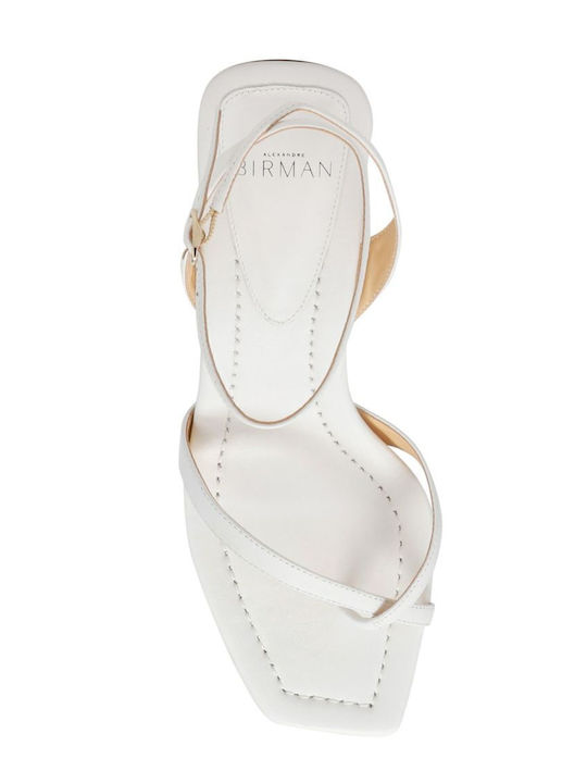 Leather Women's Flat Sandals in White Color