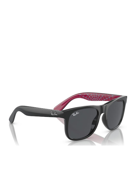 Ray Ban Неразрушими Квадратни Детски Слънчеви Очила с Поляризирани Лещи Spiderman Черни за 7-11 Години