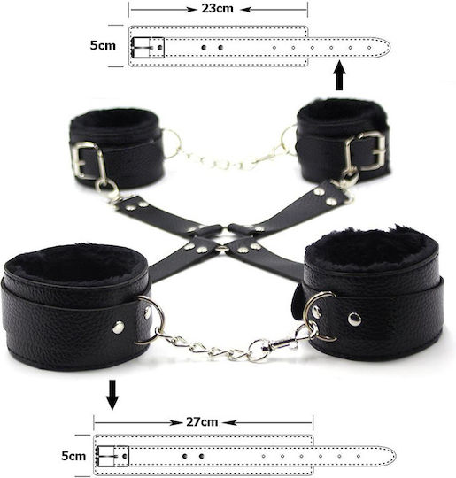 BDSM Kit Σετ Ερωτικά Αξεσουάρ Φετίχ Δεσίματος από Δερματίνη Μαύρο 10τμχ