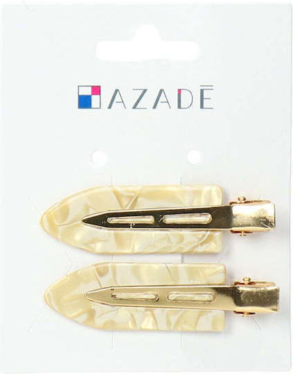Set de două agrafe de păr Azadé Leaf Beige
