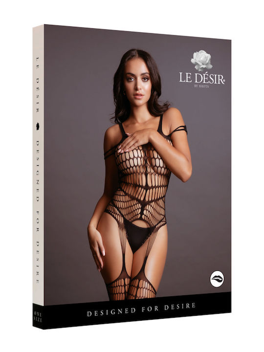 Le Désir Bodystocking Plasă Cu Deschidere La Partea Inferioară Negru