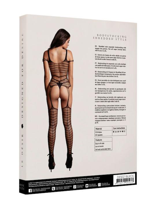 Le Désir Bodystocking Plasă Cu Deschidere La Partea Inferioară Negru
