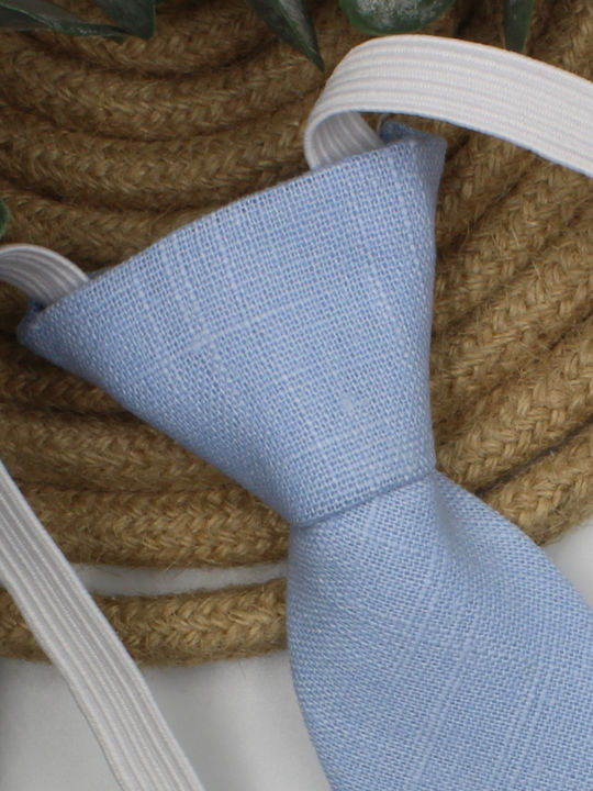 Kids' Light Blue Linen Tie with Elastic