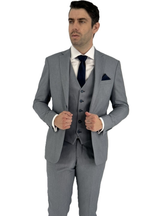 Costum Bărbați Cu vestă Gray