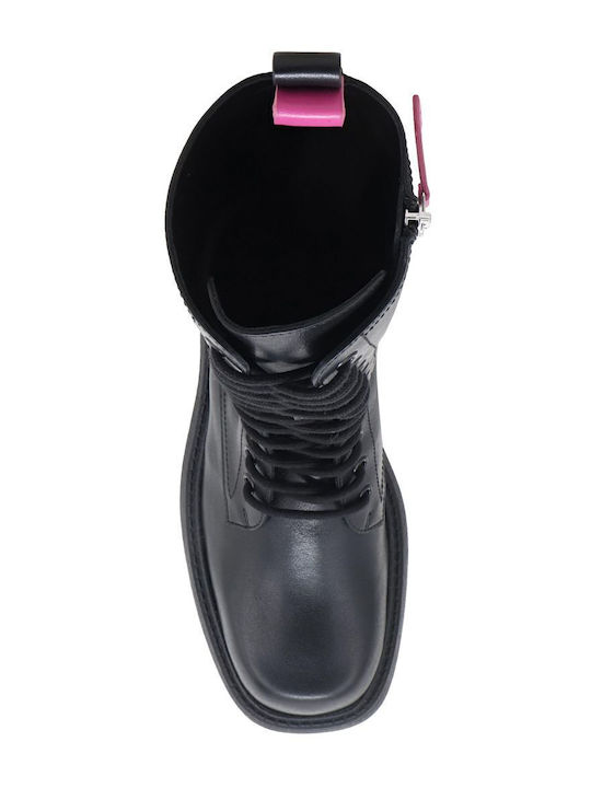 Leder Stiefeletten Damen Schwarz