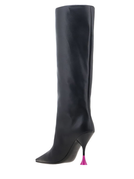 Leather High Heel Women's Boots Black