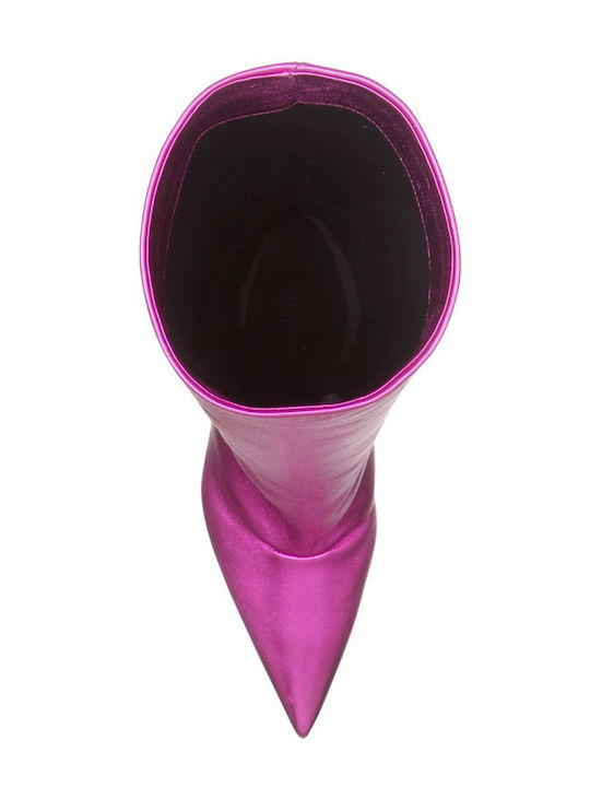 Leather High Heel Women's Boots Fuchsia