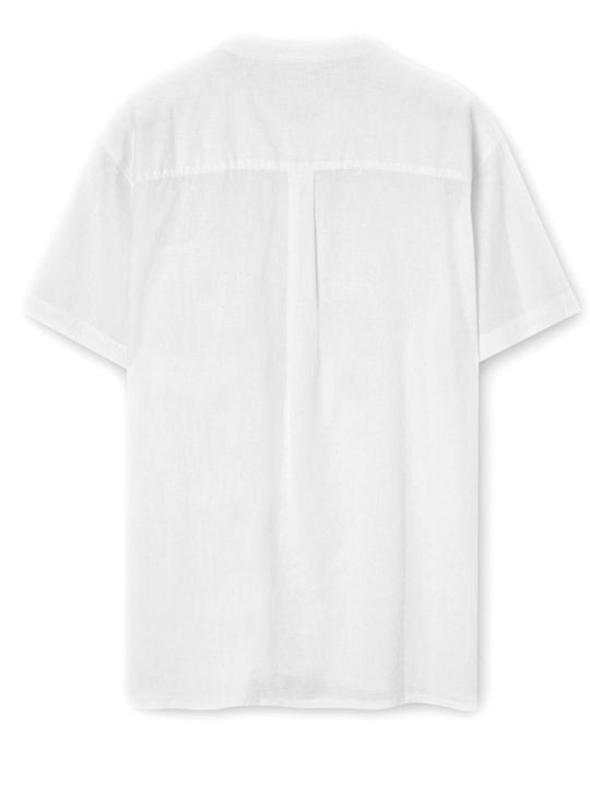 Langärmlig Leinen Hemd White