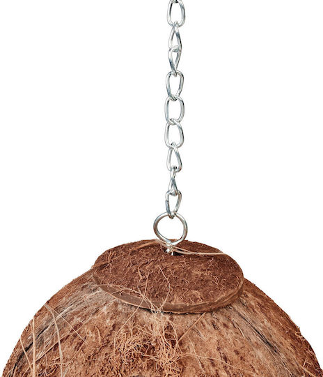Cuib de Pasăre în Formă de Minge 2 Bucăți din Coajă de Cocos Naturală 14 X 12.5 X 12 Cm Maro