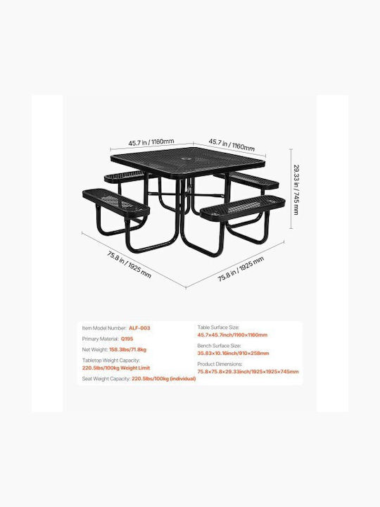 Metal Masa pentru spații exterioare Roz 116x116x74.5buc