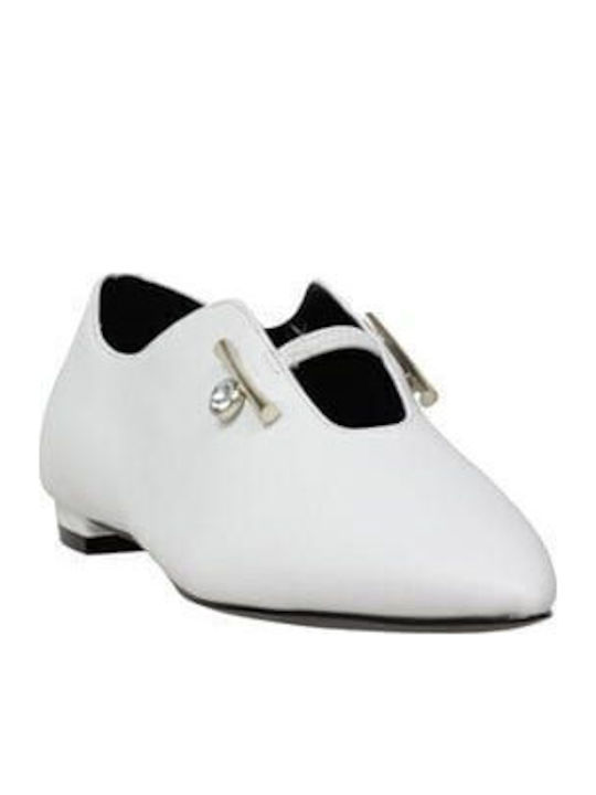 Δερμάτινα Γυναικεία Loafers σε Λευκό Χρώμα