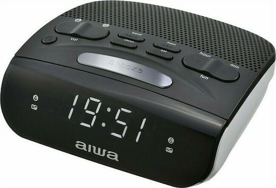 Aiwa Επιτραπέζιο Ψηφιακό Ρολόι LED με Ξυπνητήρι & Ραδιόφωνο Μαύρο CR-15