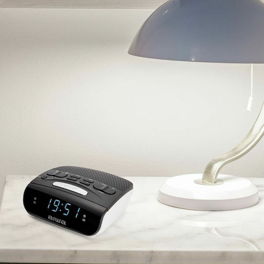 Aiwa Επιτραπέζιο Ψηφιακό Ρολόι LED με Ξυπνητήρι & Ραδιόφωνο Μαύρο CR-15