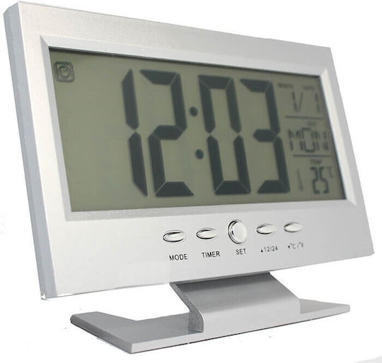 Масов Дигитален Часовник LCD Сребрист 980824_s