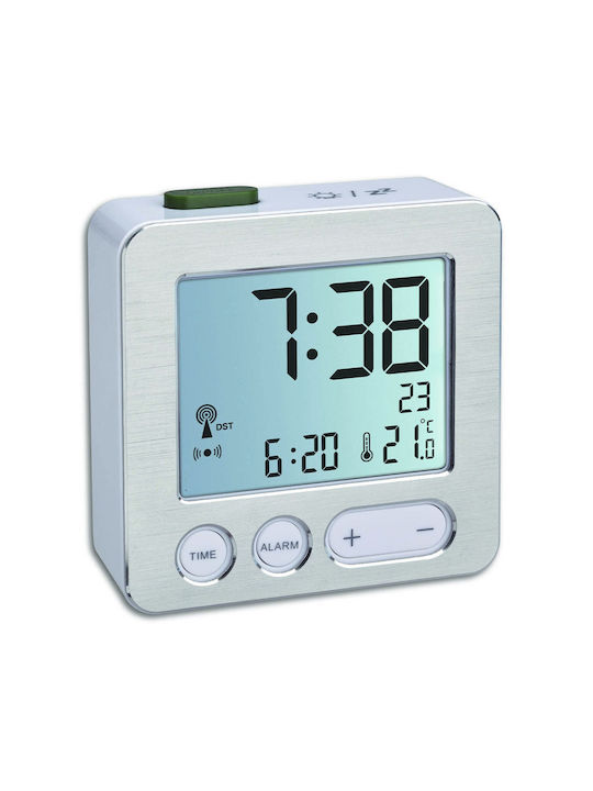 TFA Ceas Digital de Masă cu Alarmă Silver/White 60.2545.54