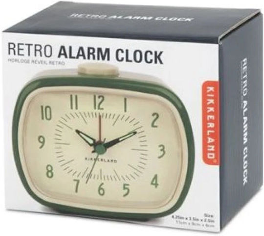 Kikkerland Retro Green Επιτραπέζιο Ρολόι με Δείκτες Πλαστικό με Ξυπνητήρι Πράσινο AC08-G