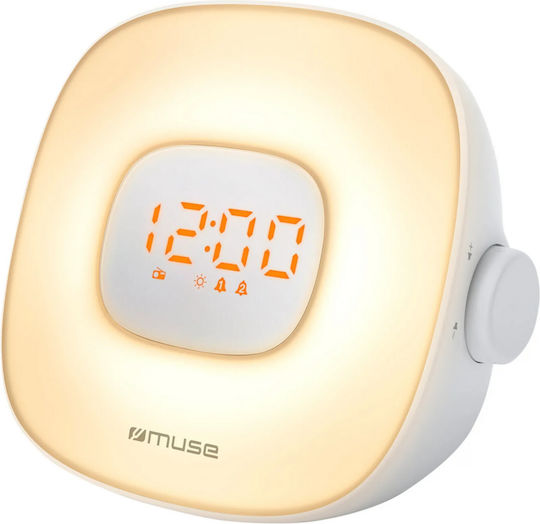 Muse Ceas De Masă Digital Led Cu Ceas Deșteptător Și Radio Alb Ml-198 Cr