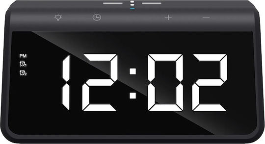 Havit Tabletop Digital Clock with Wireless Charging Black Havit Tabletop Digital Clock with Wireless Charging Black