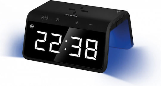 Sencor Ceas De Masă Digital Led Cu Ceas Deșteptător Și Încărcare Wireless Negru FT0376