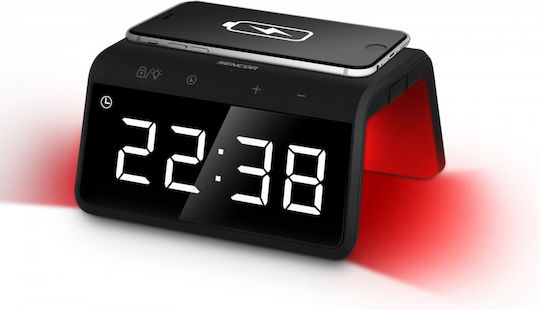 Sencor Ceas De Masă Digital Led Cu Ceas Deșteptător Și Încărcare Wireless Negru FT0376