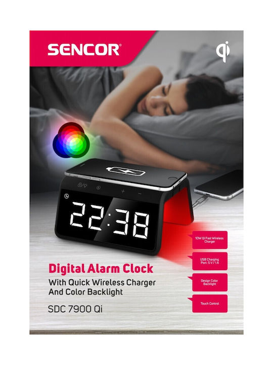 Sencor Sencor Tabletop Digital Clock with Alarm Clock and Wireless Charging Black and Wireless Charging FT0376