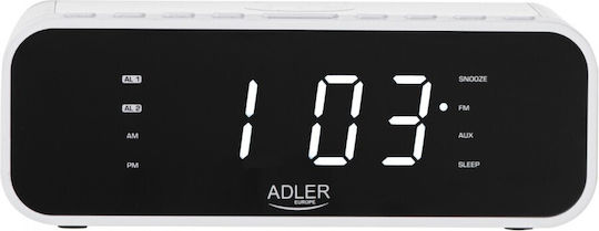 Adler Tischuhr Digital Kunststoff mit Radio & Kabellosem Aufladen Weiß AD 1192