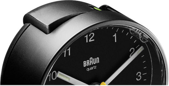 Braun BC 01 Αθόρυβο Επιτραπέζιο Ρολόι με Δείκτες με Ξυπνητήρι Μαύρο BC01B