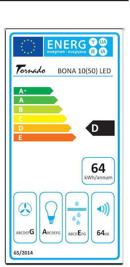 Tornado Bona 10 (50) Independentă Hotă Recirculare 50cm Alb