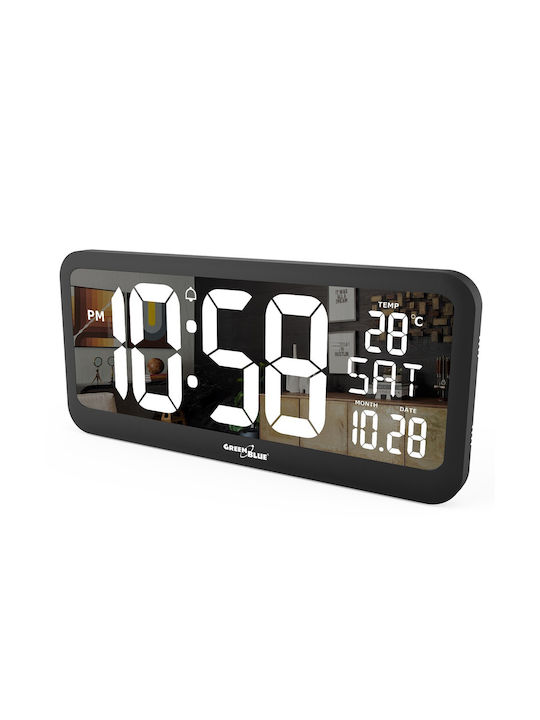 Green Blue Tisch-Digitaluhr mit Wecker Schwarz GB214