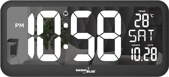 Green Blue Масов Дигитален Часовник LCD с Будилник Черен GB214