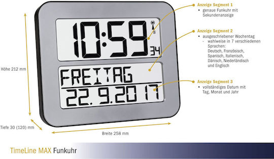 TFA Tischuhr Digital LCD Kunststoff Silber 60.4512.54