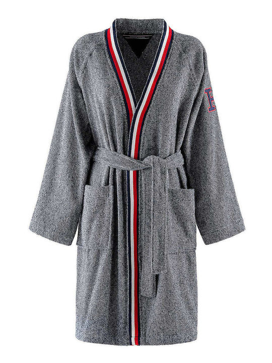Tommy Hilfiger Teddy Μπουρνούζι με Γιακά Γκρι/μπλε
