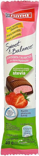 Giotis Sweet & Balance Stevia Ciocolata Lapte Căpșună cu Stevia 40gr