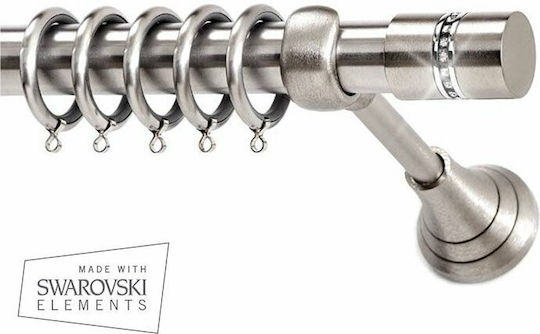 Anartisi Metallisch Vorhangstange S10 Einfach Φ25mm 160cm Nikel Satin / Swarovski crystal