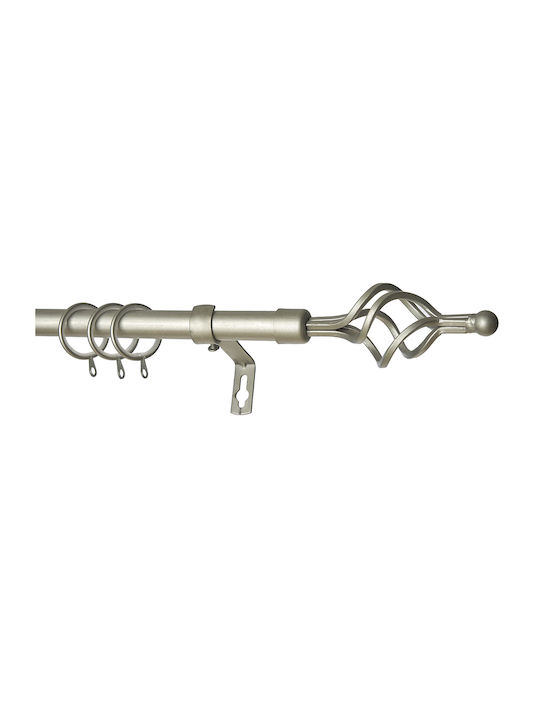 Grace Ausziehbar Metallisch Vorhangstange Einfach Φ19mm 210-210cm Silver