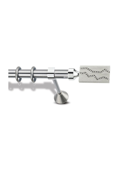 Enis by Domus Metallic Curtain Pole Danae Double with Rail Φ25mm 160cm Nickel Matte-Chrome